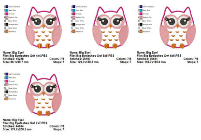 Big Eyelashes Owl - Appliqué - Machine Embroidery Design