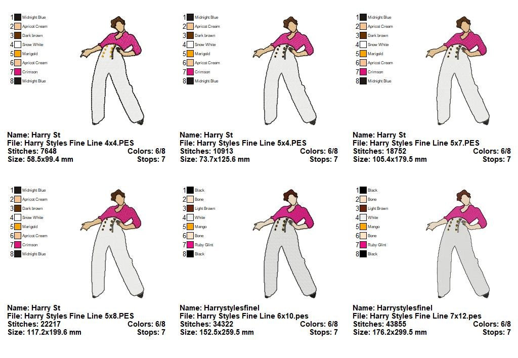 Playful Pop Star Pose Harry Styles - Fill Stitch – Machine Embroidery Design