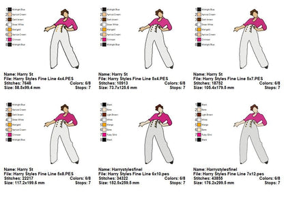 Playful Pop Star Pose Harry Styles - Fill Stitch – Machine Embroidery Design