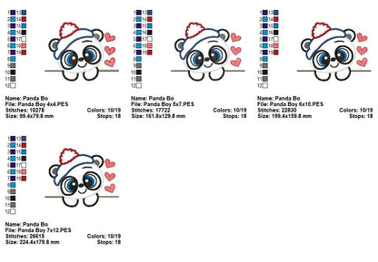 Panda Peekaboo Sweethearts - Applique - Machine Embroidery Design