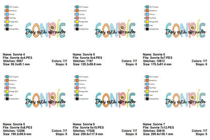 Sonríe Dios Está Obrando - Fill Stitch - Machine Embroidery Design