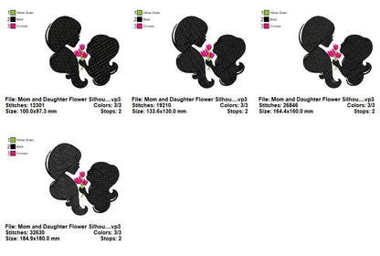 Mom and Baby Silhouette Bundle – Fill Stitch – Machine Embroidery Design