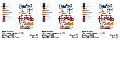 Magical Lawyer Hogwarts Letter - Fill Stitch - Machine Embroidery Design