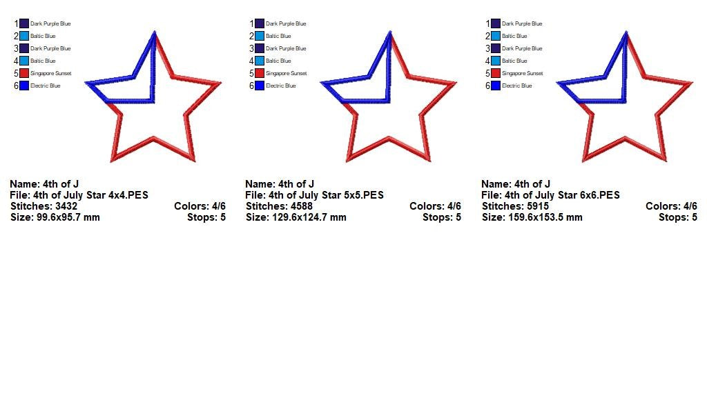 Patriotic Star - Appliqué - Machine Embroidery Design