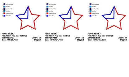 Patriotic Star - Appliqué - Machine Embroidery Design