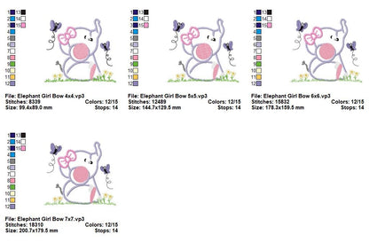 Sweet Elephant Girl - Appliqué - Machine Embroidery Design