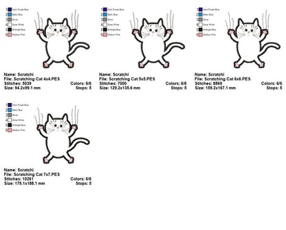 Scratching Cat – Appliqué – Machine Embroidery Design