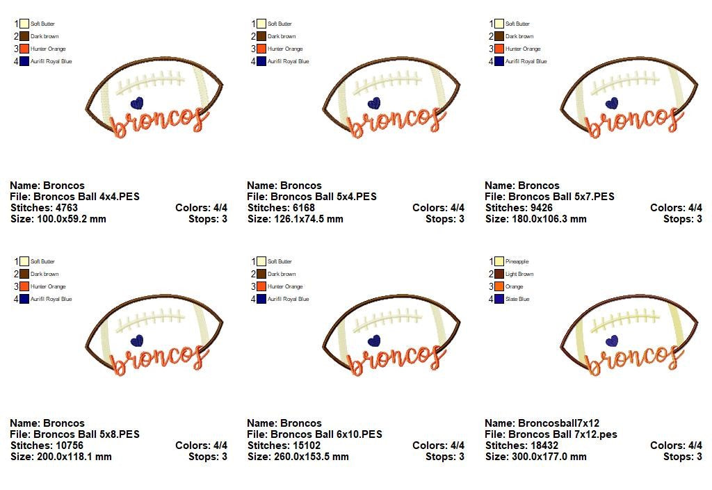 Broncos – Fill Stitch – Machine Embroidery Design