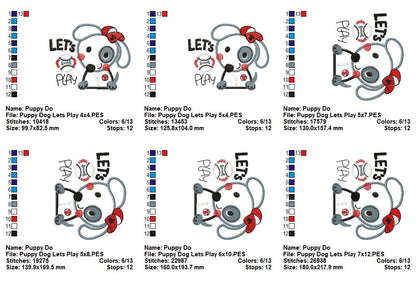 Playful Baseball Puppy - Appliqué - Machine Embroidery Design