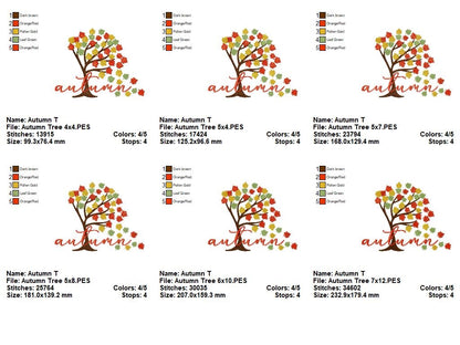 Autumn Tree Leaves - Fill Stitch -  Machine Embroidery Design