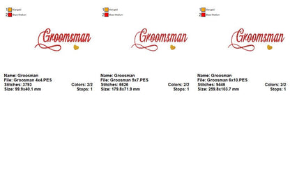 Elegant Groomsman - Satin Stitch - Machine Embroidery Design