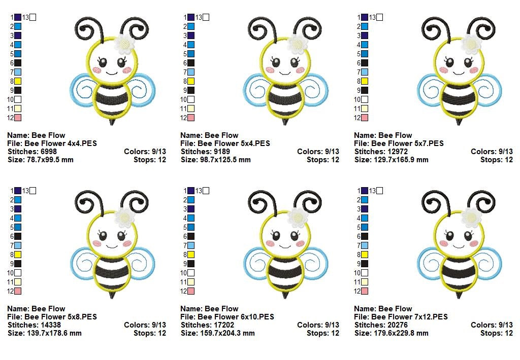 Cute Little Bee - Applique - Machine Embroidery Design