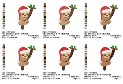 Merry Hanging Sloth - Fill Stitch - Machine Embroidery Design