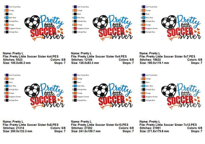 Pretty Little Soccer Sister – Appliqué – Machine Embroidery Design