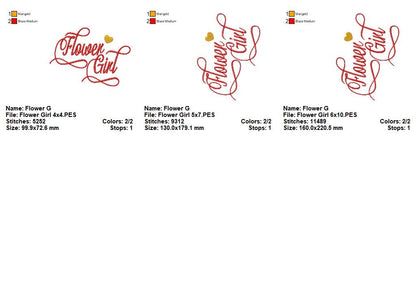 Flower Girl Script - Satin Stitch - Machine Embroidery Design