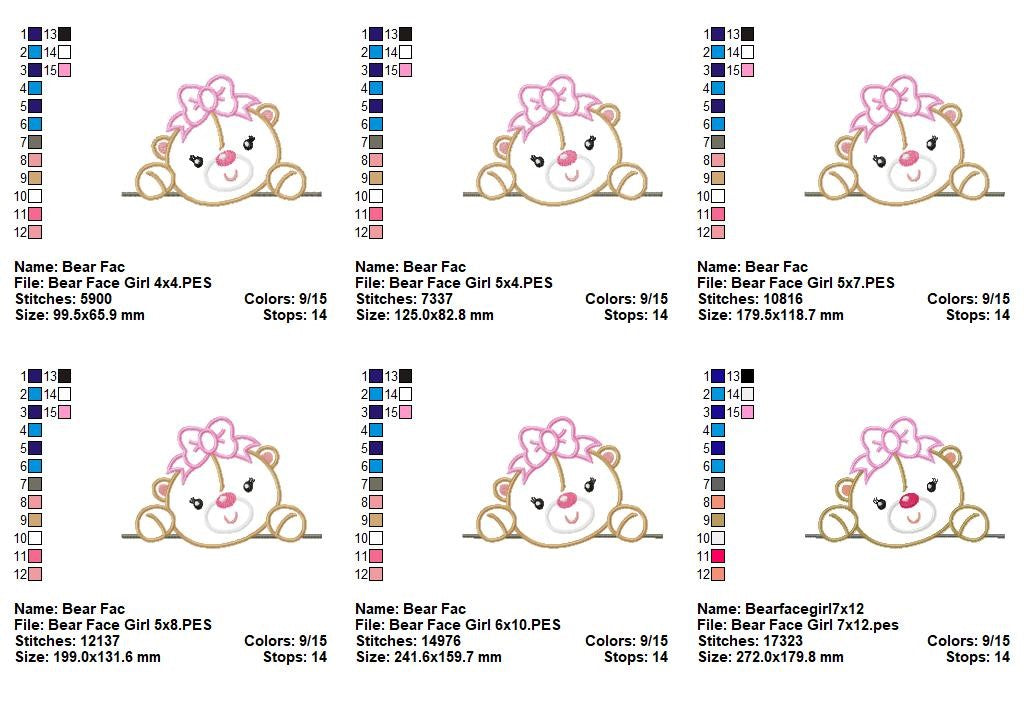 Sweet Baby Girl Bear Peek - Appliqué - Machine Embroidery Design