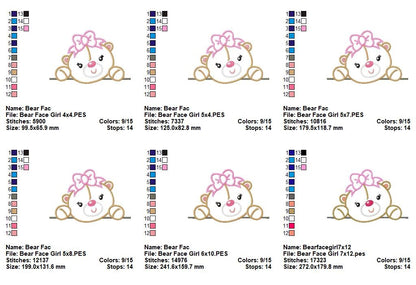 Sweet Baby Girl Bear Peek - Appliqué - Machine Embroidery Design