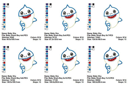 Baby Shark Boy – Appliqué – Machine Embroidery Design