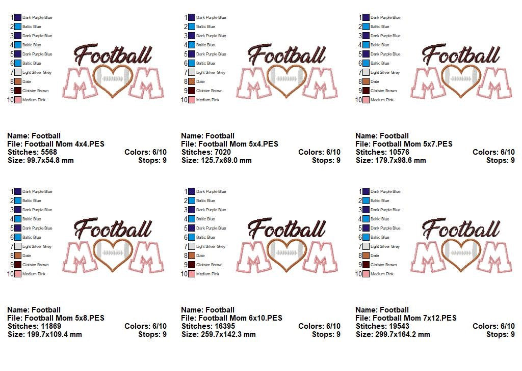 Football Mom – Appliqué – Machine Embroidery Design