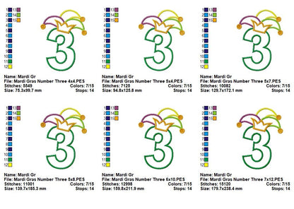 Mardi Gras Number Three - Applique - Machine Embroidery Design
