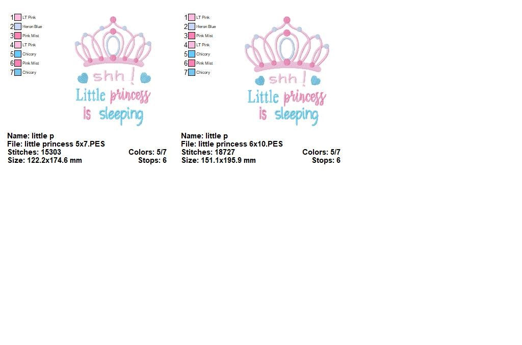 Shh Little Princess Is Sleeping - Satin Stitch - Machine Embroidery Design