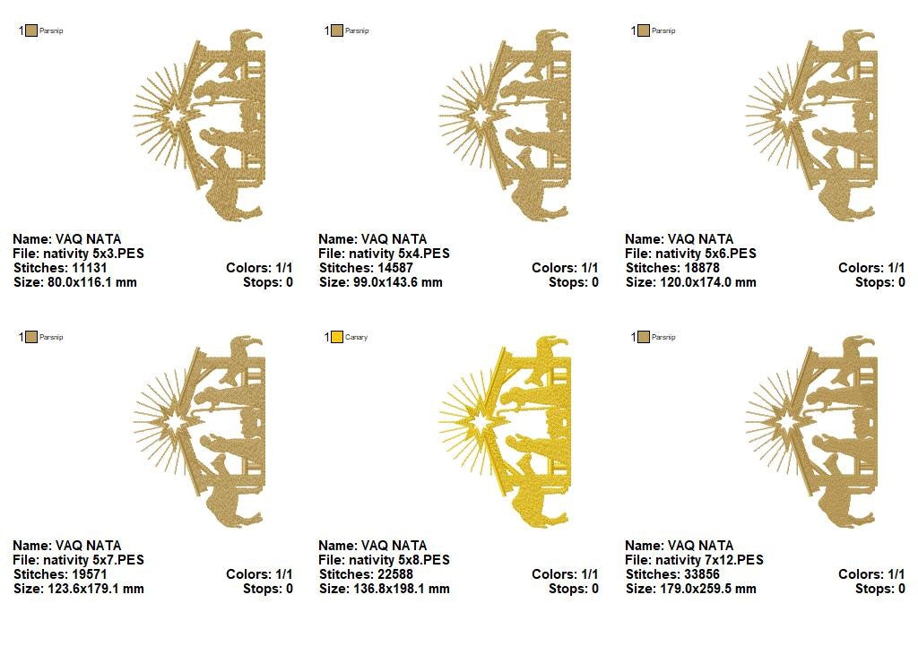 Holy Nativity Scene Silhouette – Fill Stitch - Machine Embroidery Design