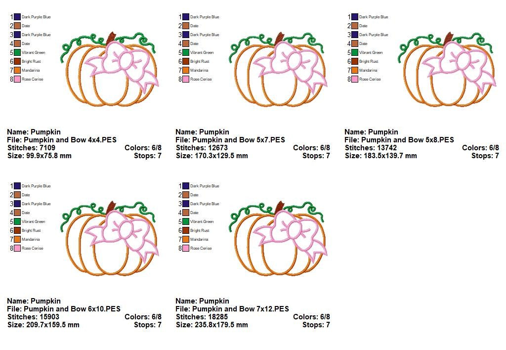 Pretty Pumpkin Bow - Appliqué - Machine Embroidery Design