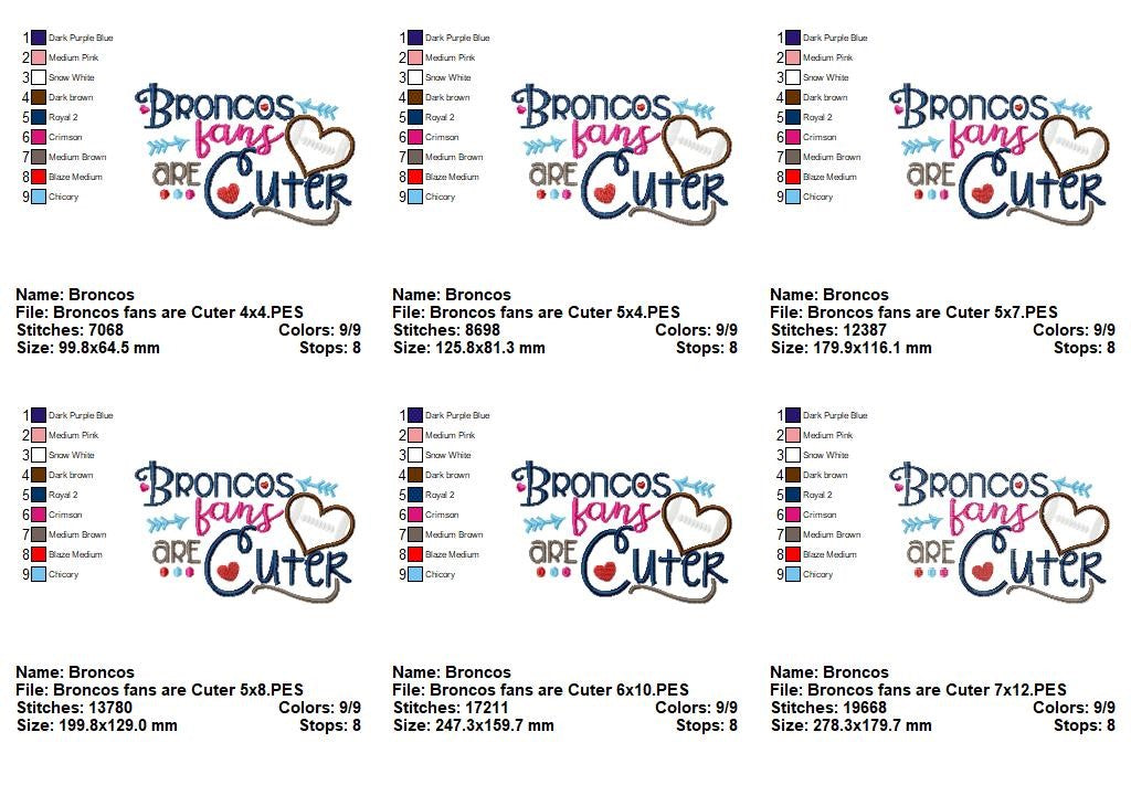 Broncos Fans Are Cuter – Appliqué – Machine Embroidery Design