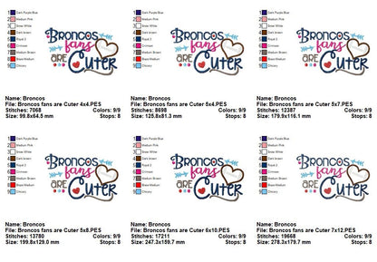 Broncos Fans Are Cuter – Appliqué – Machine Embroidery Design