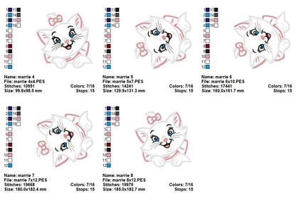 Marie Cat - Appliqué - Machine Embroidery Design