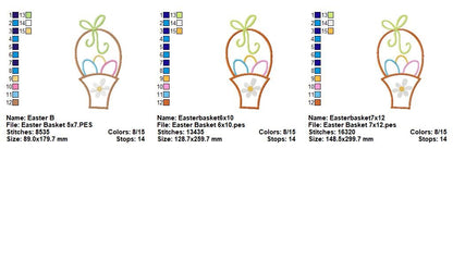 Sweet Easter Basket with Eggs - Appliqué - Machine Embroidery Design