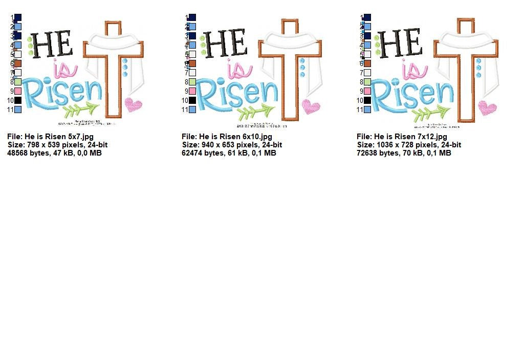He Is Risen Cross – Appliqué – Machine Embroidery Design