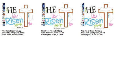 He Is Risen Cross – Appliqué – Machine Embroidery Design