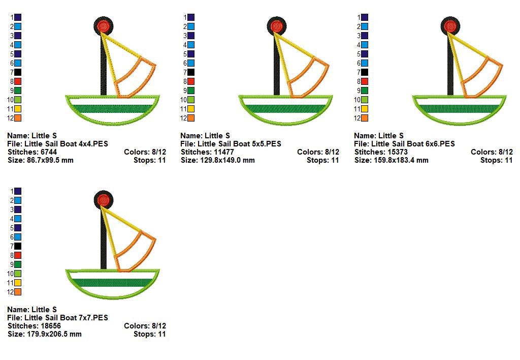 Sweet Nautical Boats Appliqué Bundle – Appliqué – Machine Embroidery Design