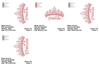 Princess Tiara – Satin Stitch – Machine Embroidery Design