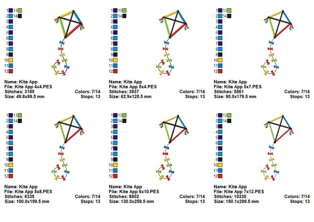 Little Kite with Whimsical Bows – Appliqué – Machine Embroidery Design