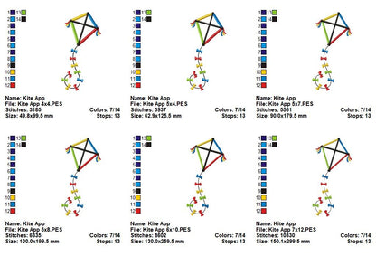 Little Kite with Whimsical Bows – Appliqué – Machine Embroidery Design