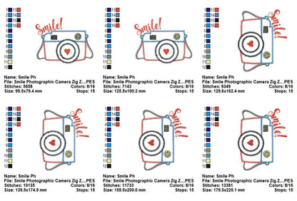 Smile Camera Zig Zag – Appliqué – Machine Embroidery Design