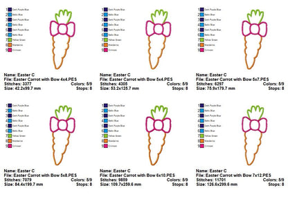 Sweet Carrot with Bow – Appliqué – Machine Embroidery Design