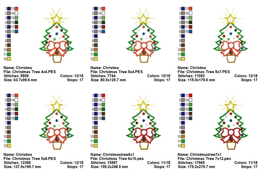 Twinkling Christmas Tree - Appliqué - Machine Embroidery Design