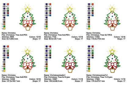Twinkling Christmas Tree - Appliqué - Machine Embroidery Design