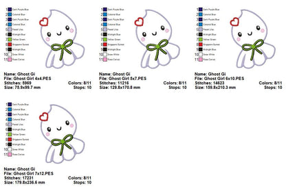 Sweet Ghost Girl - Appliqué - Machine Embroidery Design