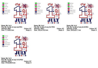 My First 4th of July - Appliqué – Machine Embroidery Design