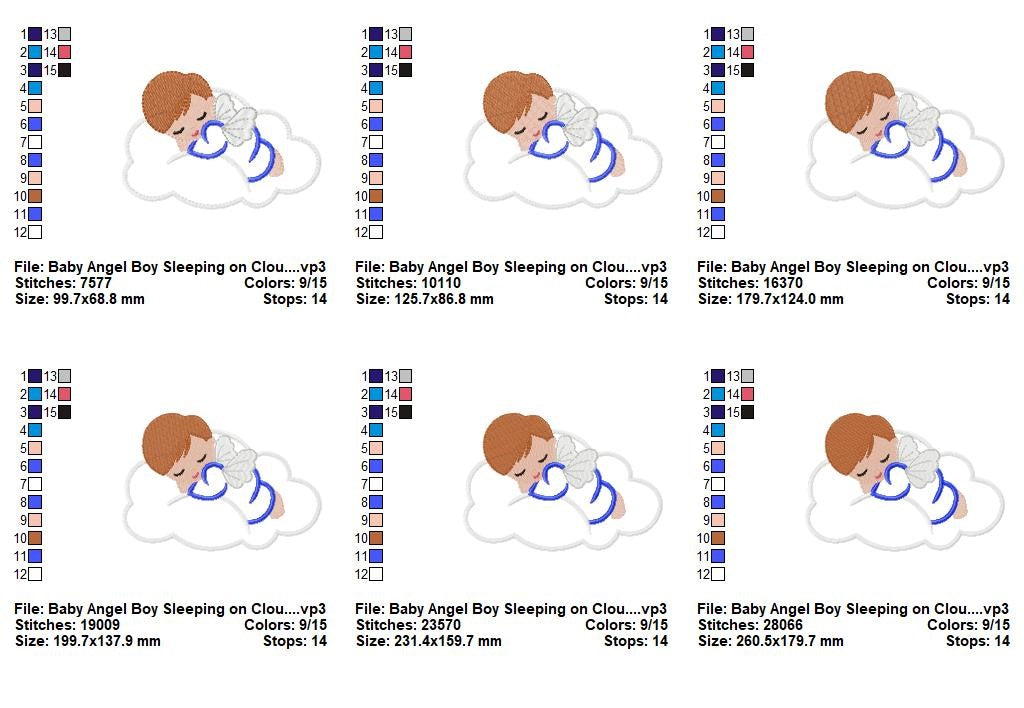 Sleeping Angel Boy - Appliqué - Machine Embroidery Design