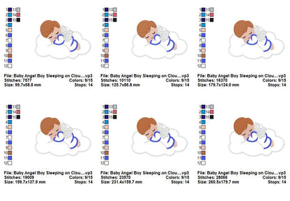 Sleeping Angel Boy - Appliqué - Machine Embroidery Design