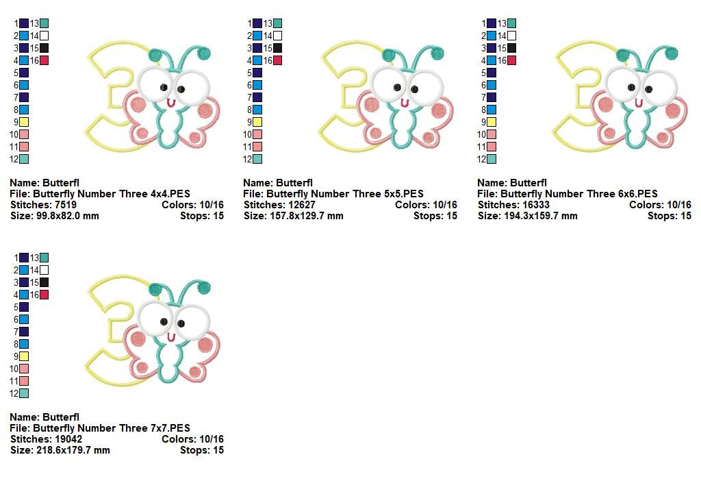 Butterfly Number Three – Applique Stitch – Machine Embroidery Design