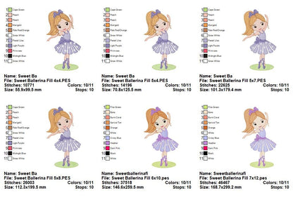 Sweet Ballerina - Fill Stitch - Machine Embroidery Design