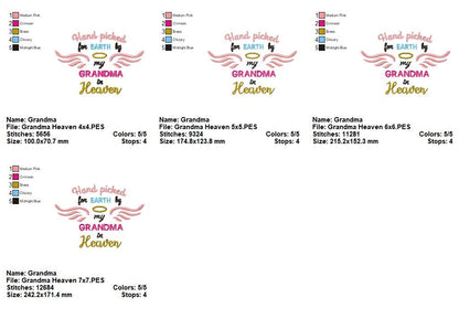 Hand Picked by My Grandma in Heaven - Satin Stitch – Machine Embroidery Design