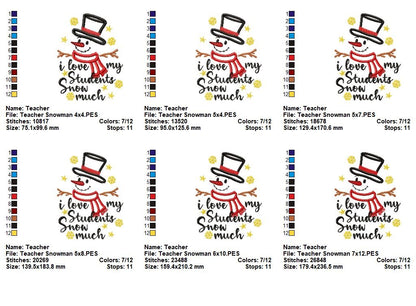 I Love my Students Snow Much - Applique - Machine Embroidery Design