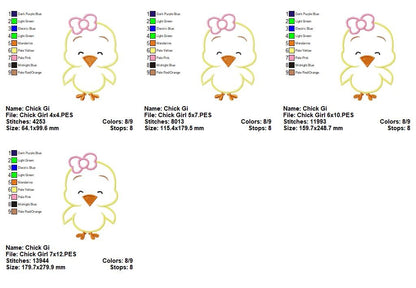 Sweet Chick Girl - Appliqué - Machine Embroidery Design